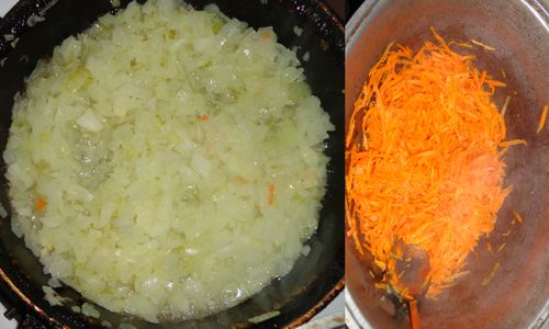 Обжариваем морковь и лук по отдельности