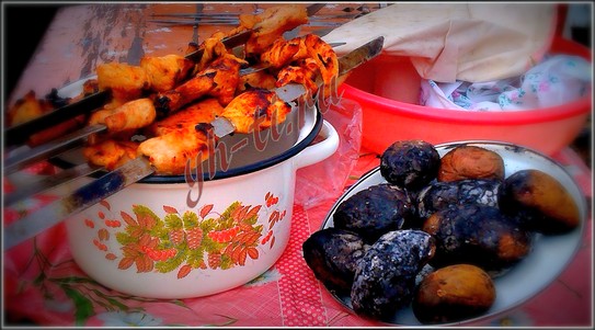 Нет ничего лучше, чем кушать вкусный шашлык на свежем воздухе в кругу родных :-)
