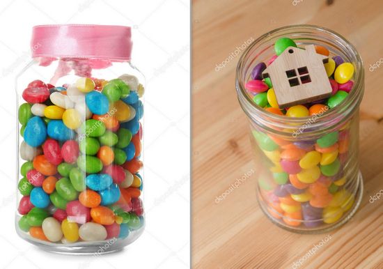 А лучше и проще насыпать в банку разноцветные конфеты