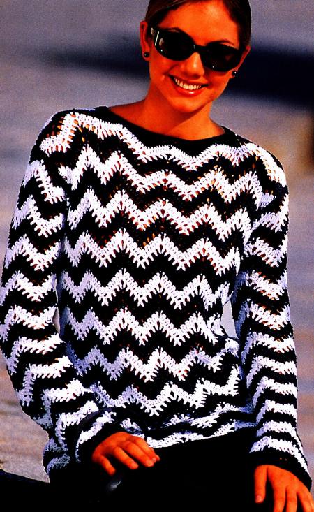 Пуловер с узоров из зигзагов